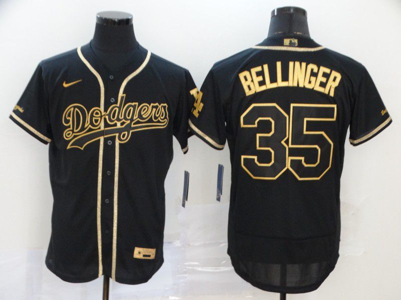 Men Los Angeles Dodgers 35 Bellinger Black Nike Elite MLB Jerseys